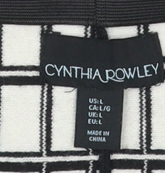 Cynthia Rowley Women's Black Check A-Line Skirt L