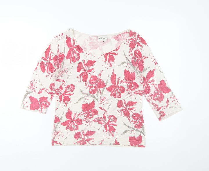 Minuet Women’s Pink Floral Boat Neck Pullover Jumper Size 8