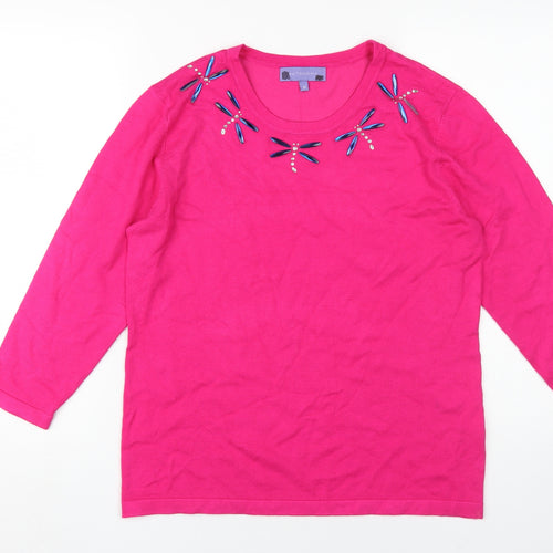 Autonomy Women's Pink Beaded Pullover Jumper M