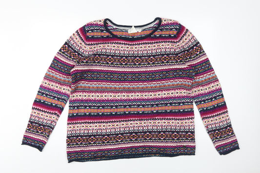 H&M Women's Multicoloured Fair Isle Pullover Jumper Size 14