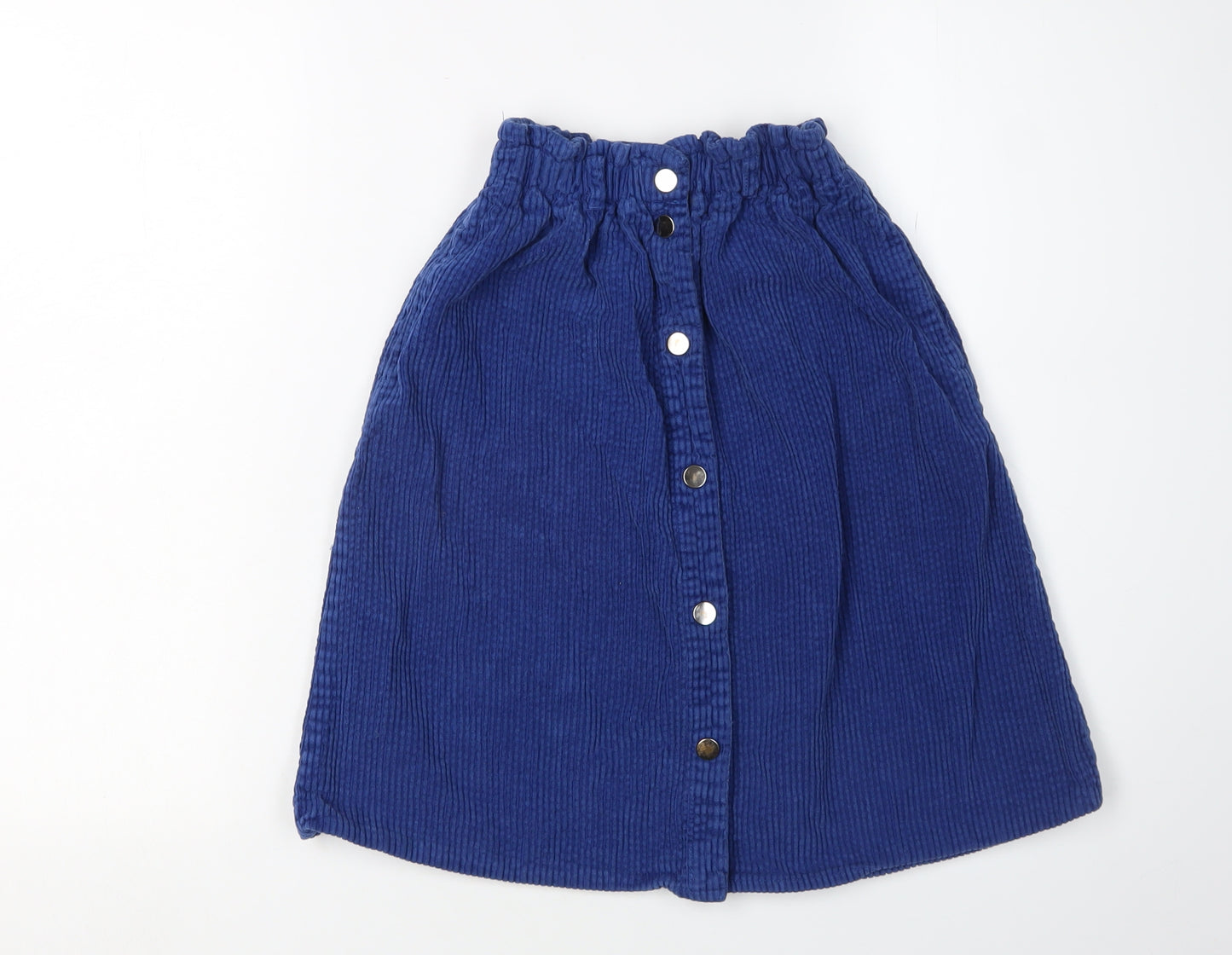 Zara Girls Blue A-Line Corduroy Knee-Length Skirt, Size 8 Years