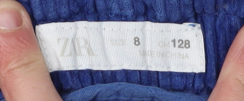 Zara Girls Blue A-Line Corduroy Knee-Length Skirt, Size 8 Years