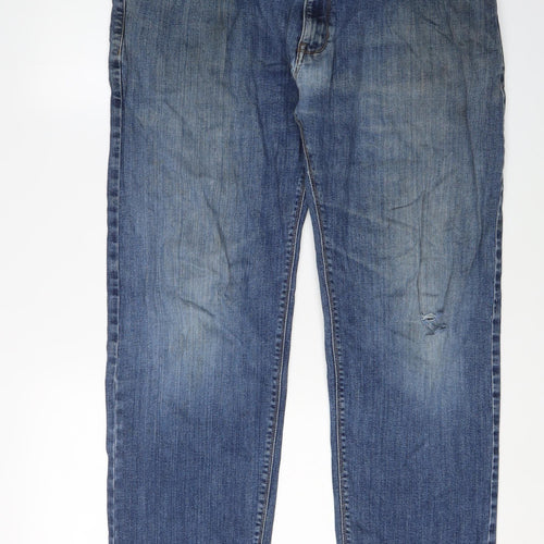Marks and Spencer Men's Blue Straight Jeans, Size 38