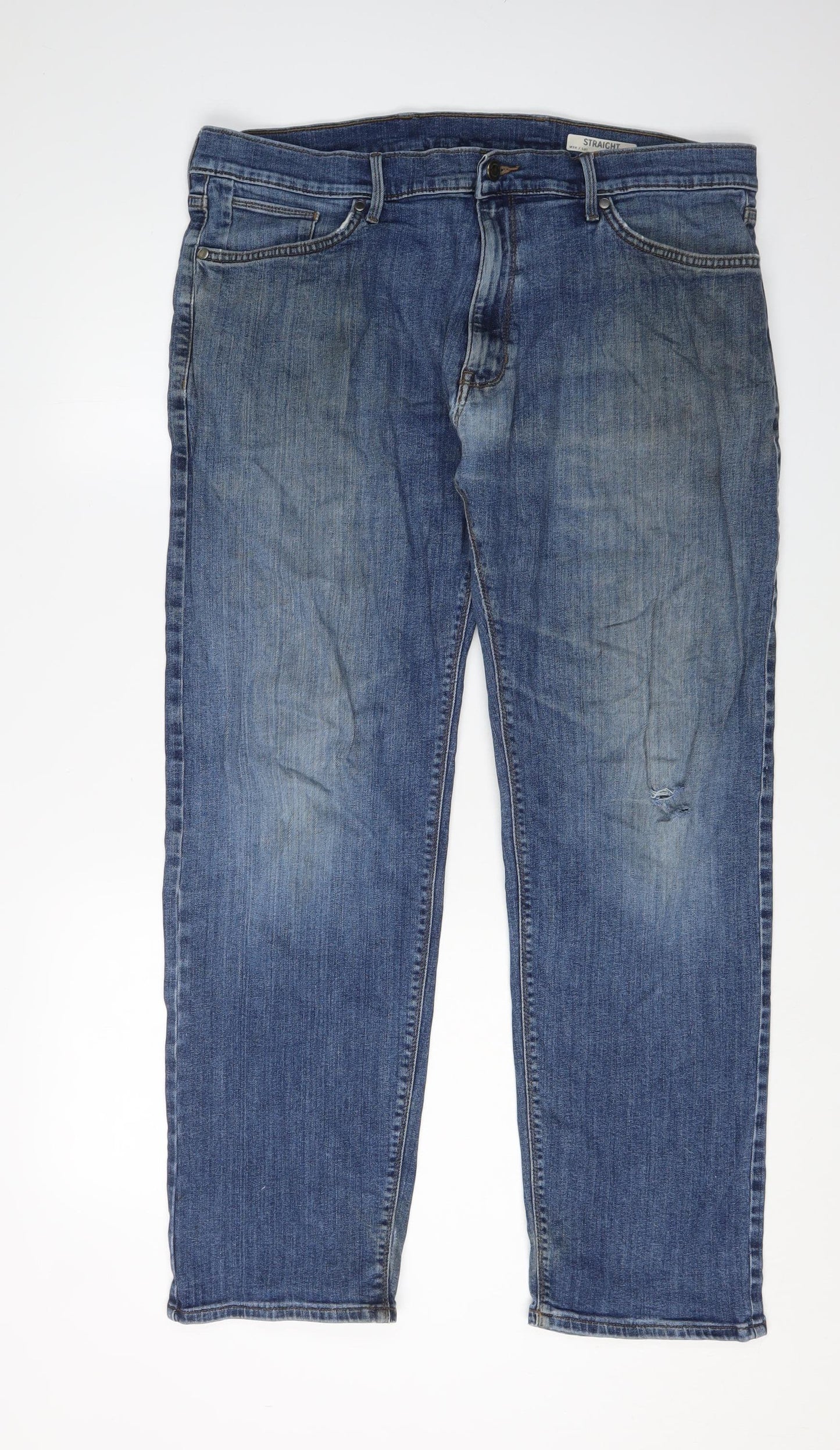 Marks and Spencer Men's Blue Straight Jeans, Size 38