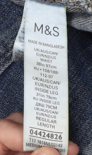 Marks and Spencer Men's Blue Straight Jeans, Size 38