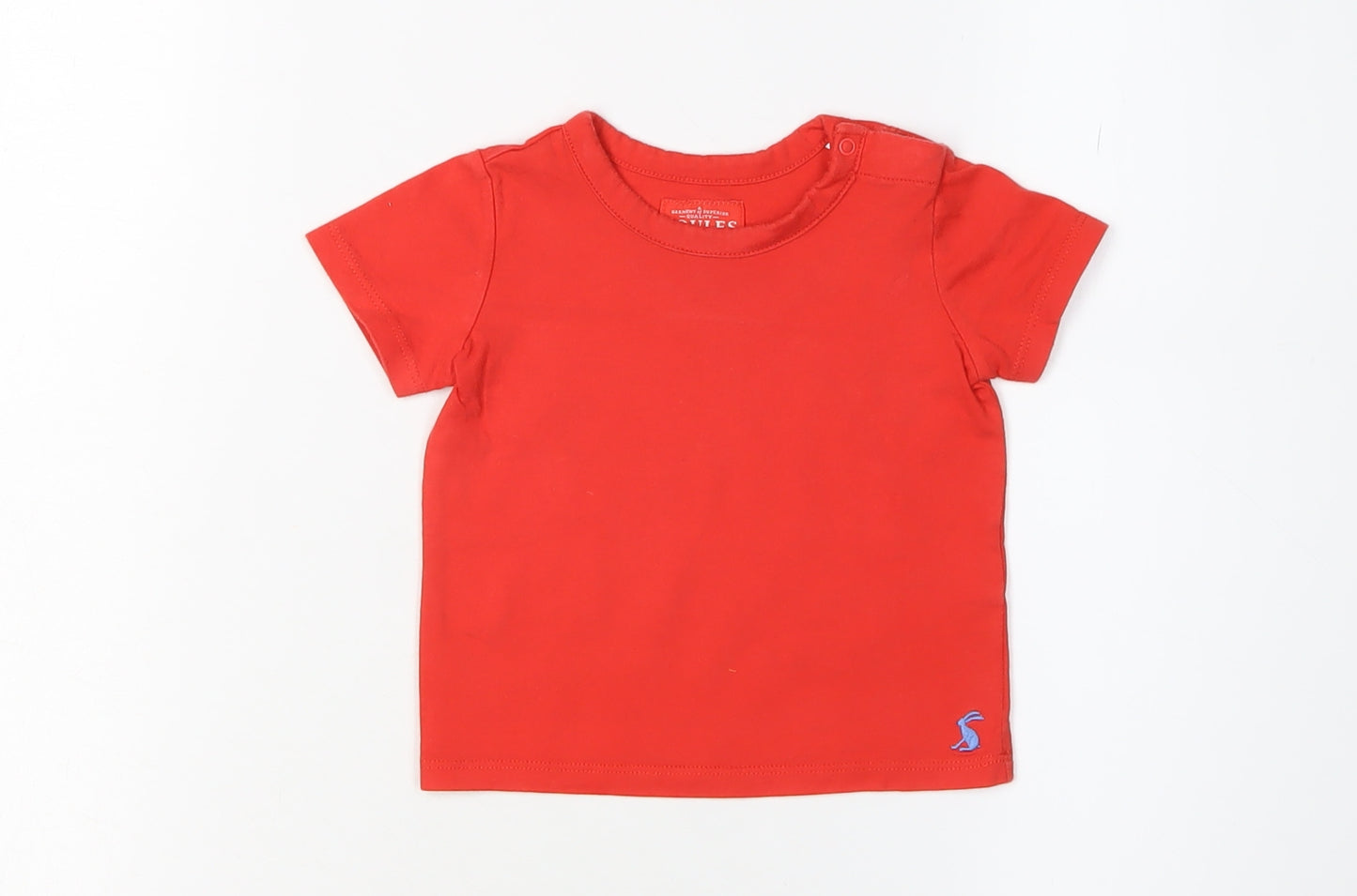Joules Unisex Red T-Shirt 9-12 Months, Buttoned Crew Neck
