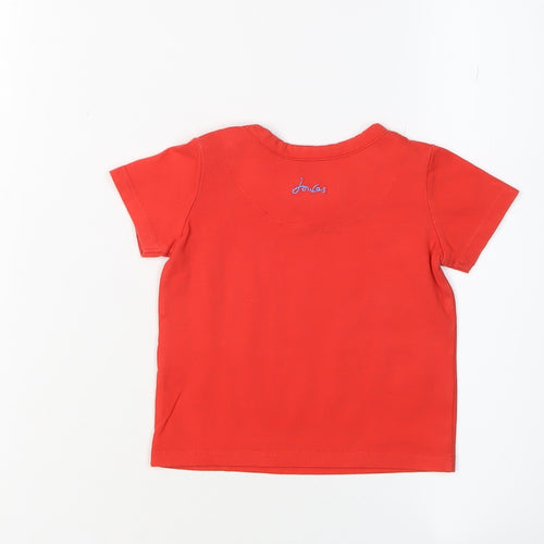 Joules Unisex Red T-Shirt 9-12 Months, Buttoned Crew Neck