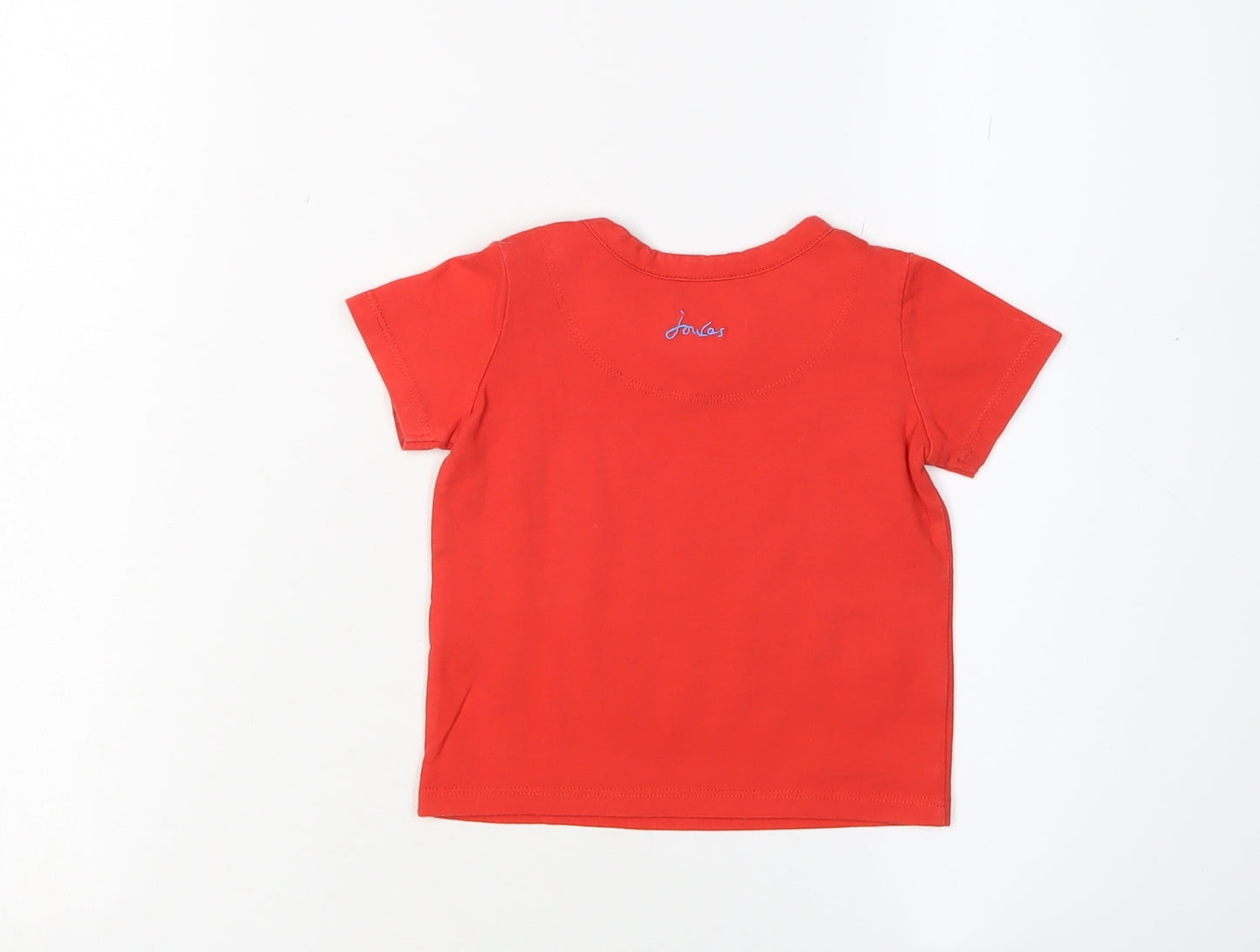 Joules Unisex Red T-Shirt 9-12 Months, Buttoned Crew Neck