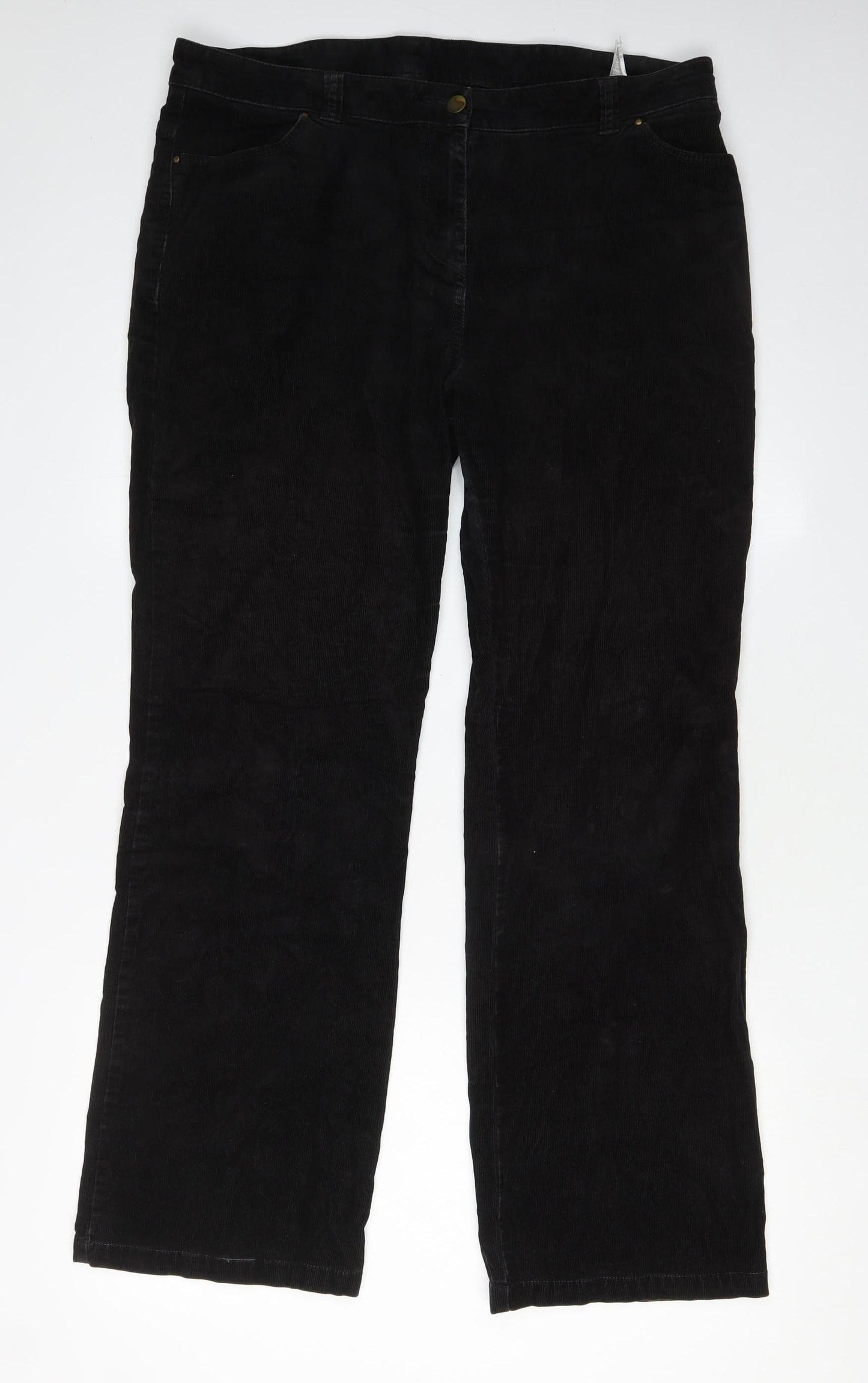 Marks & Spencer Womens Black Corduroy Trousers Size 16