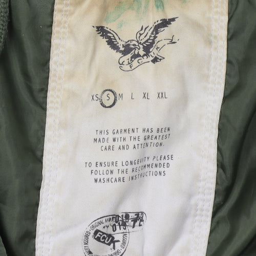 French Connection Green Women's Parka Jacket with Fur Trim, Size S