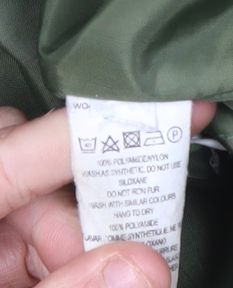 French Connection Green Women's Parka Jacket with Fur Trim, Size S