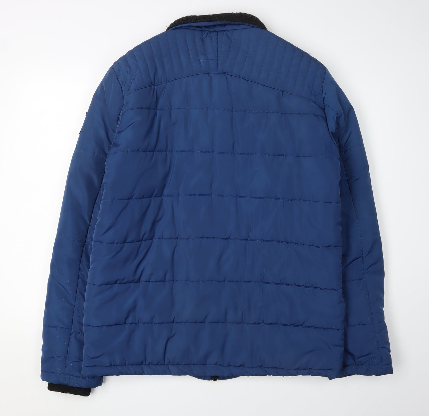 Volcano Men's Blue Puffer Jacket, Regular, Mid-Length Size L