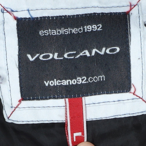 Volcano Men's Blue Puffer Jacket, Regular, Mid-Length Size L
