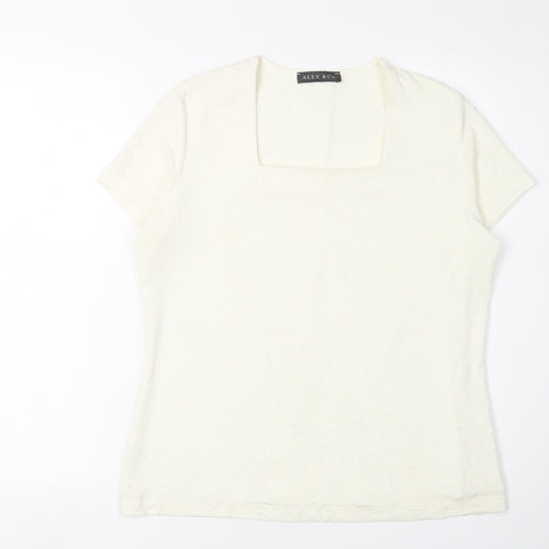 Alex & Co. Women's Ivory T-Shirt, Large, Square Neck