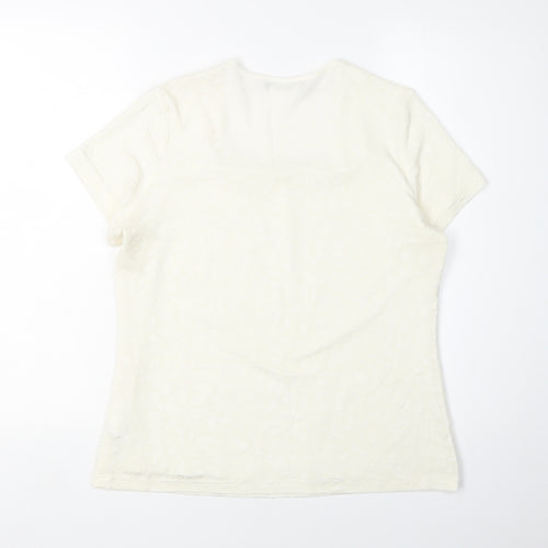 Alex & Co. Women's Ivory T-Shirt, Large, Square Neck