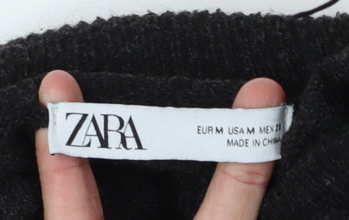 Zara Women's Black Medium High Neck Pullover Jumper