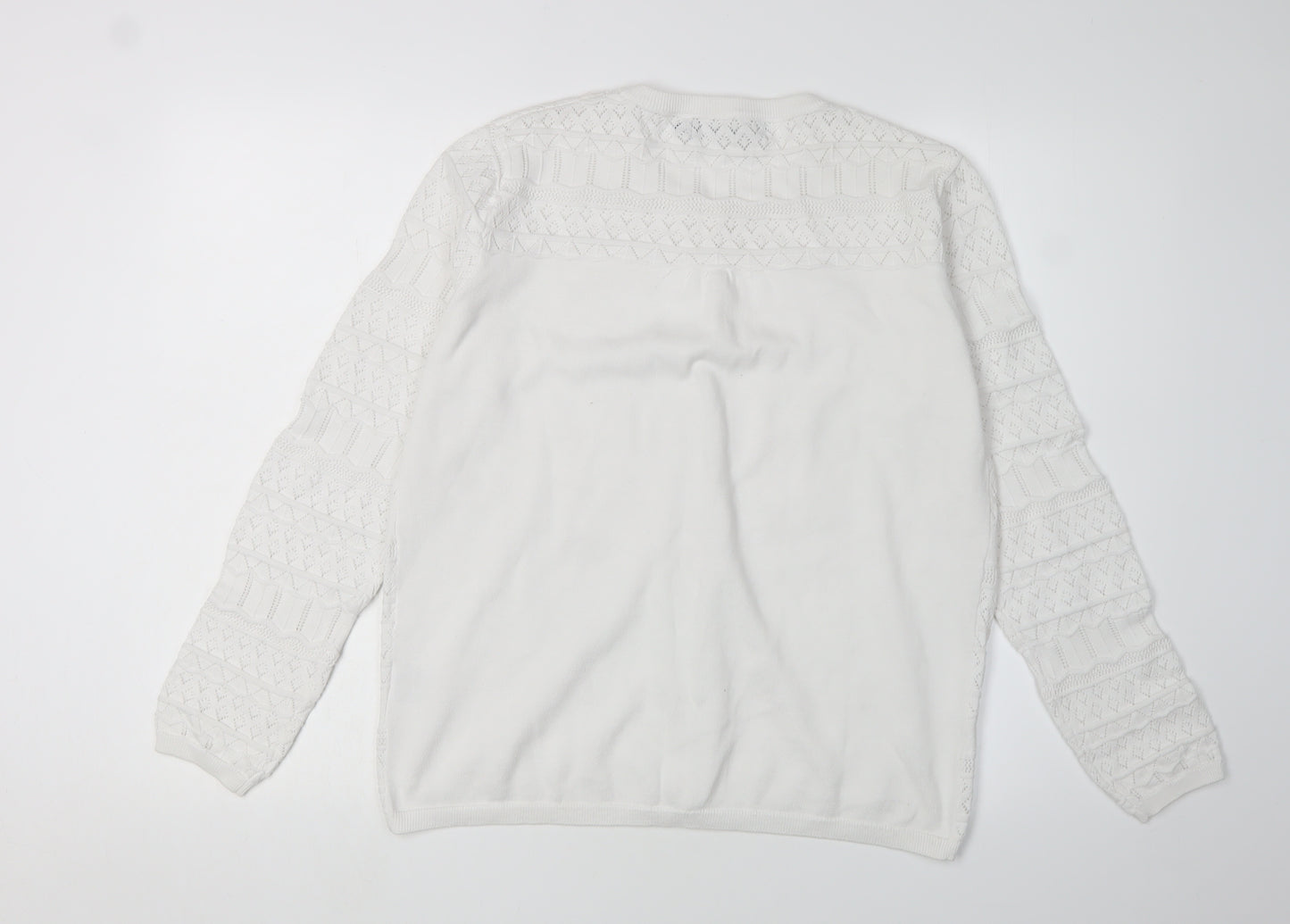 Isle Women's White Cardigan M Geometric Knit