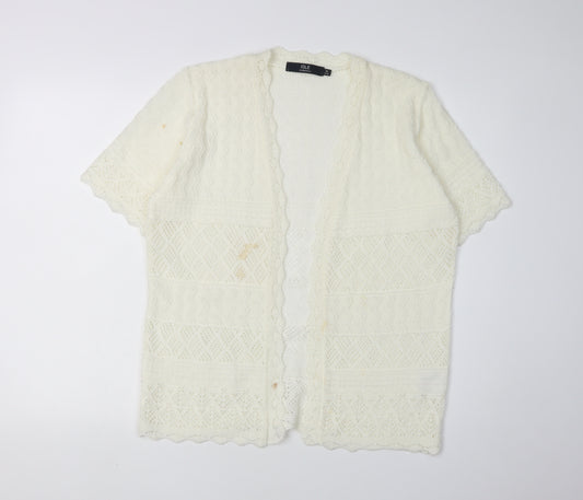 ISLE Essentials Women's Ivory Open-Knit Cardigan Size 14