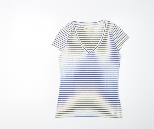 Hollister Women's Striped V-Neck T-Shirt, M, Cotton