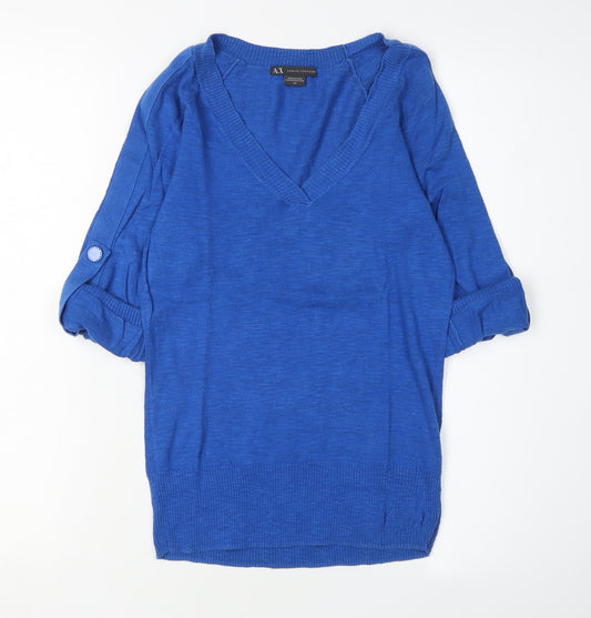 Armani Exchange Women's Blue V-Neck Pullover - S