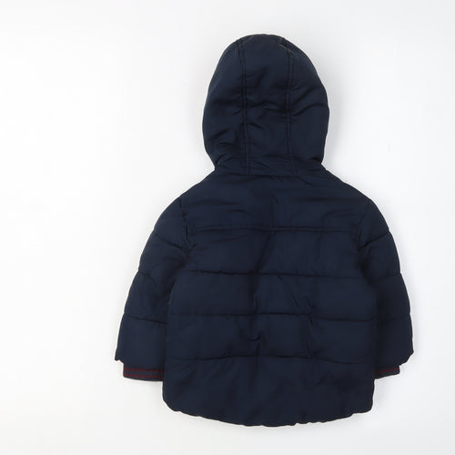 Next Unisex Blue Puffer Jacket 6-9 Months, Hooded Winter Coat