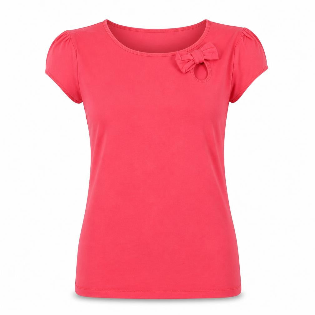 Front view of Next Women's Red Bow Accent T-Shirt, size 16