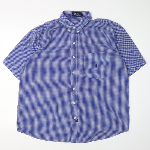 Polo Men's Blue Check Short Sleeve Shirt XL