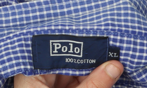 Polo Men's Blue Check Short Sleeve Shirt XL