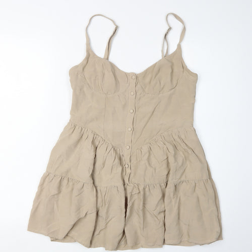 White Fox Women's Beige L Slip Dress, Casual Summer Style