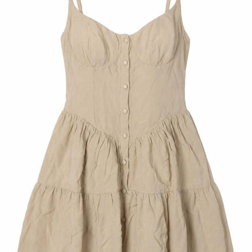 White Fox Women's Beige L Slip Dress, Casual Summer Style