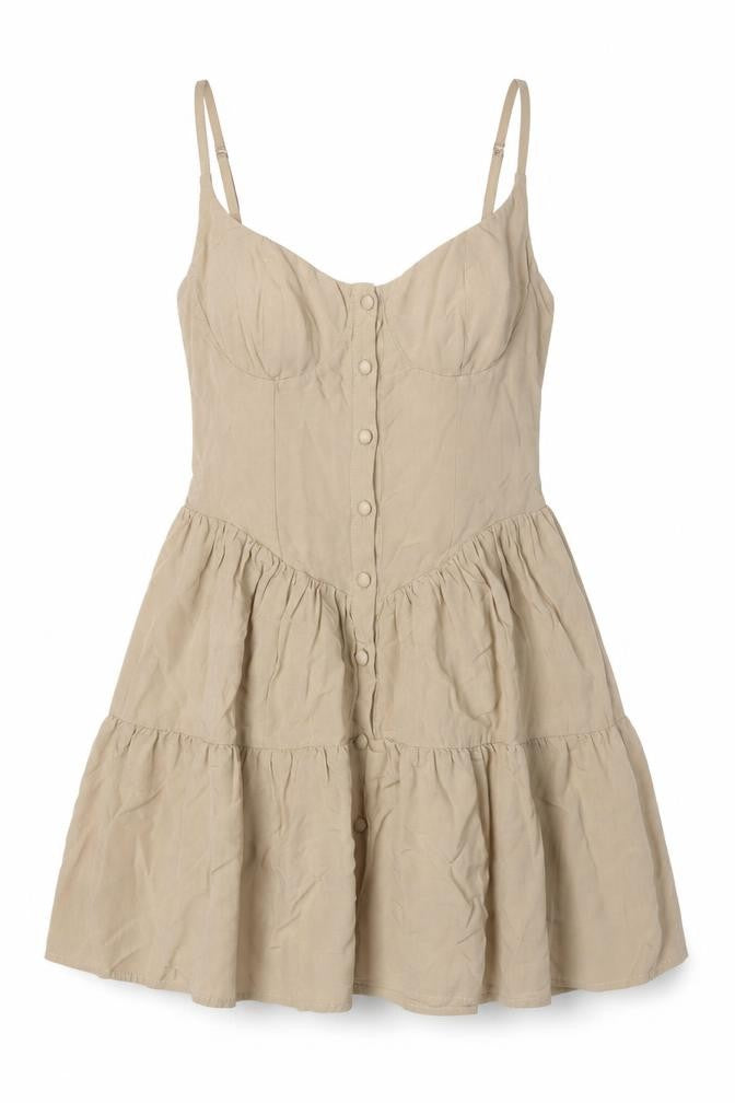 White Fox Women's Beige L Slip Dress, Casual Summer Style