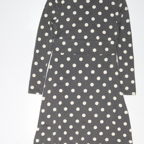 Joules Women Grey Polka Dot A-Line Dress Size 14