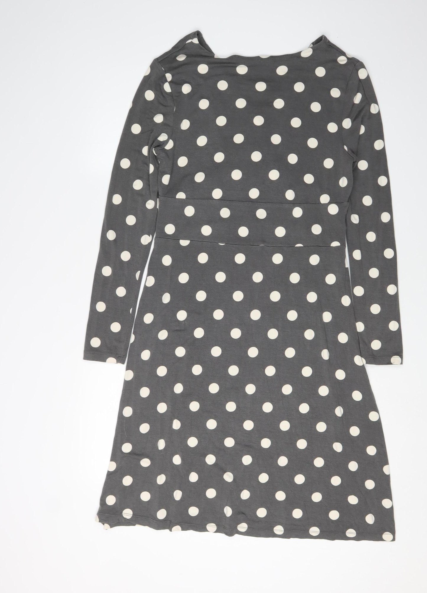 Joules Women Grey Polka Dot A-Line Dress Size 14