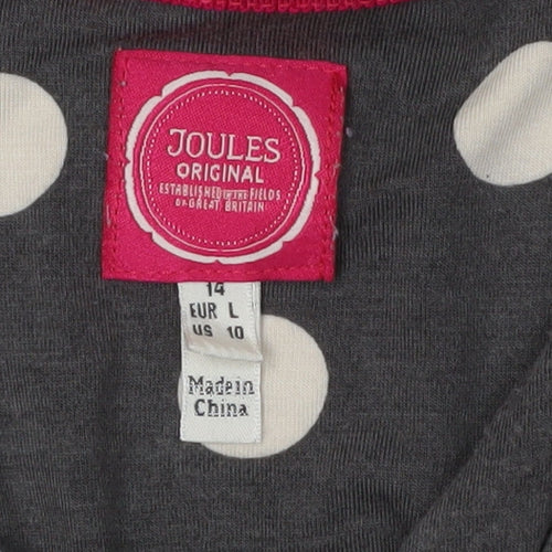 Joules Women Grey Polka Dot A-Line Dress Size 14