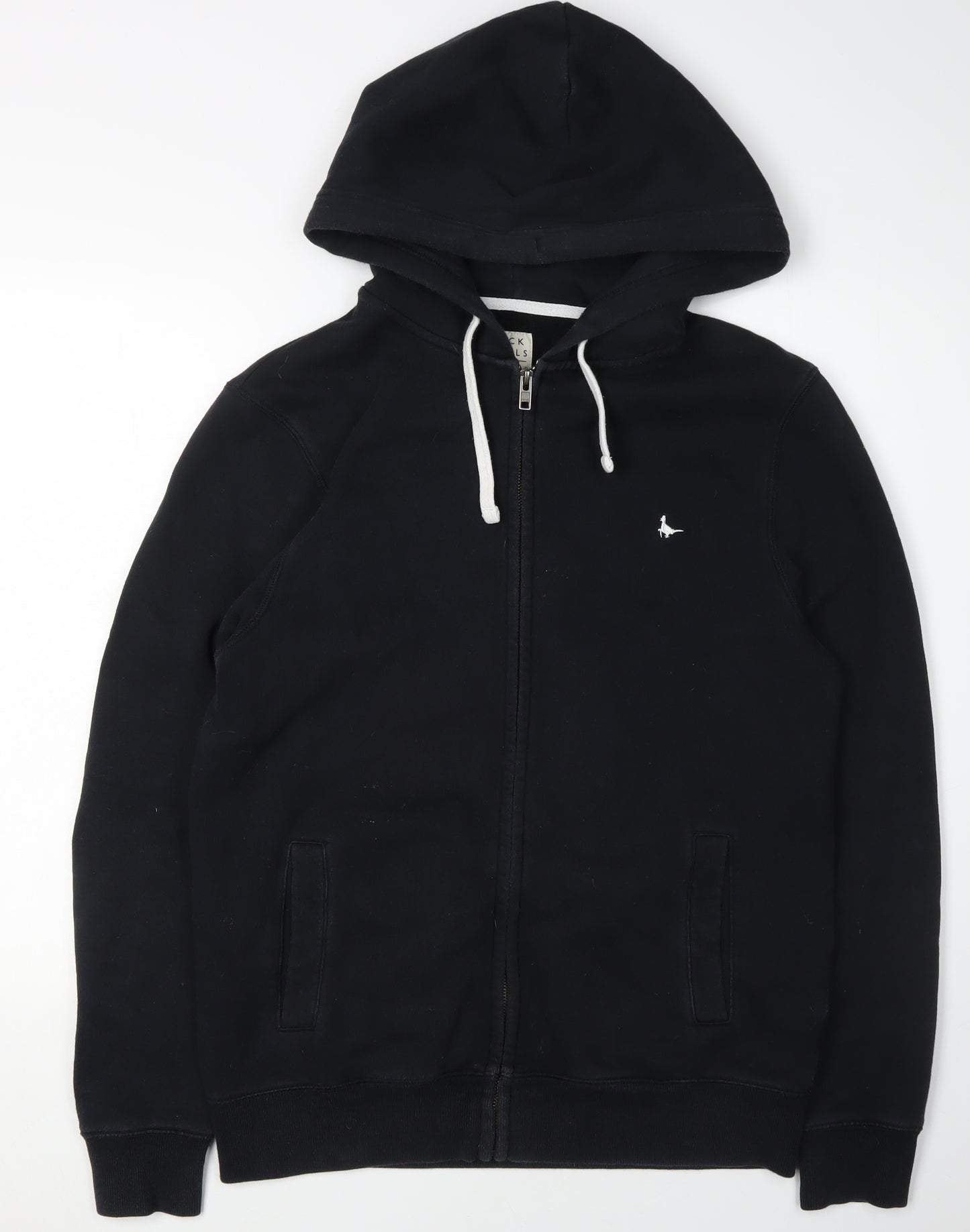 Jack Wills Men’s Black Full Zip Hoodie L, Logo Accents