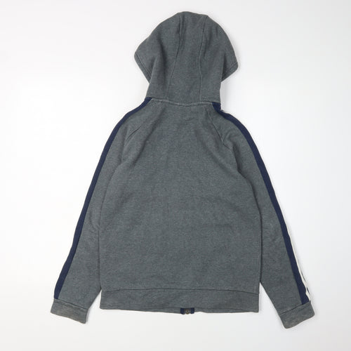 Adidas Boys Grey Full Zip Hoodie, Size 11-12 Years, Logo Accent