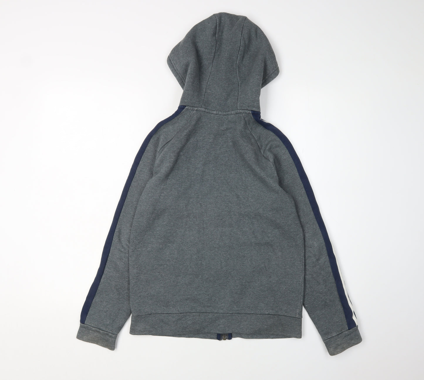 Adidas Boys Grey Full Zip Hoodie, Size 11-12 Years, Logo Accent