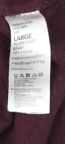 Red Herring Men's Purple Full Zip Hoodie Size L