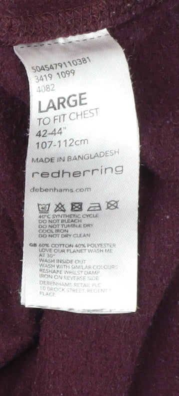 Red Herring Men's Purple Full Zip Hoodie Size L