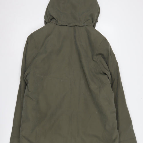 EWM Women's Green Parka Jacket Size 14 Hooded Lined