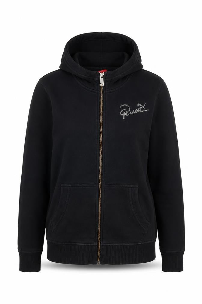 Front view of Puma Women's Black, size 8, Full Zip Hoodie