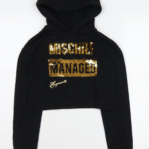 Harry Potter Girls Black Sequin Hoodie 9-10 Years