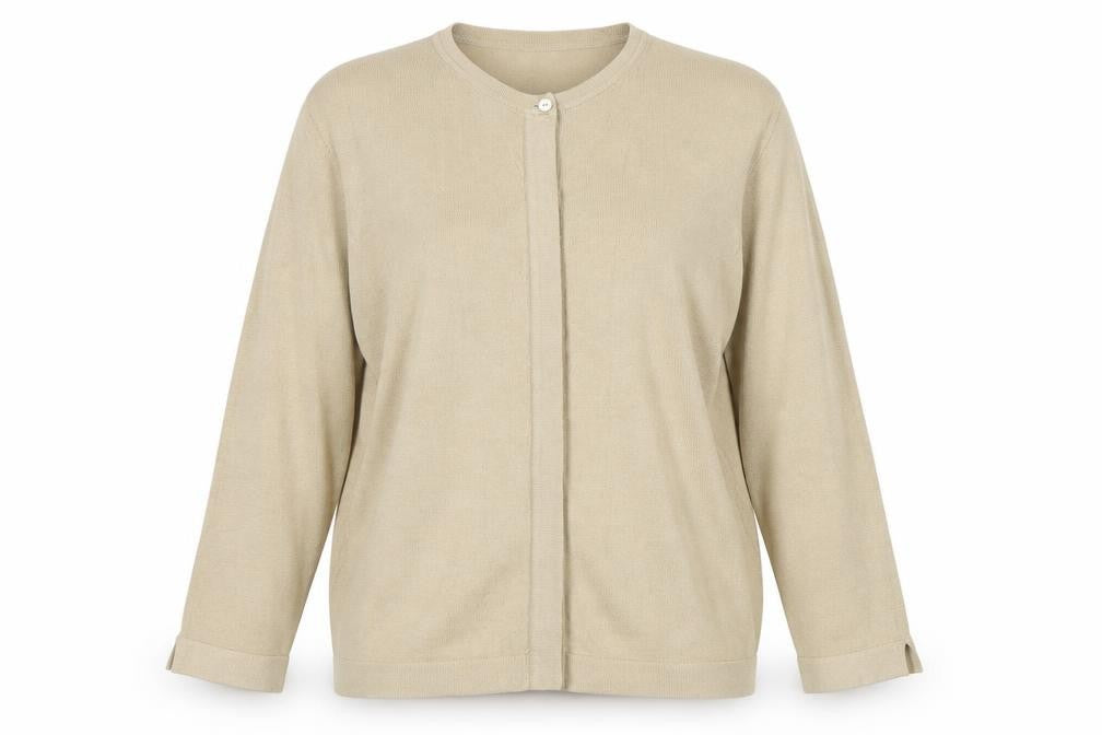 Front view of Windsmoor Women's Beige Cardigan L, Lightweight Button