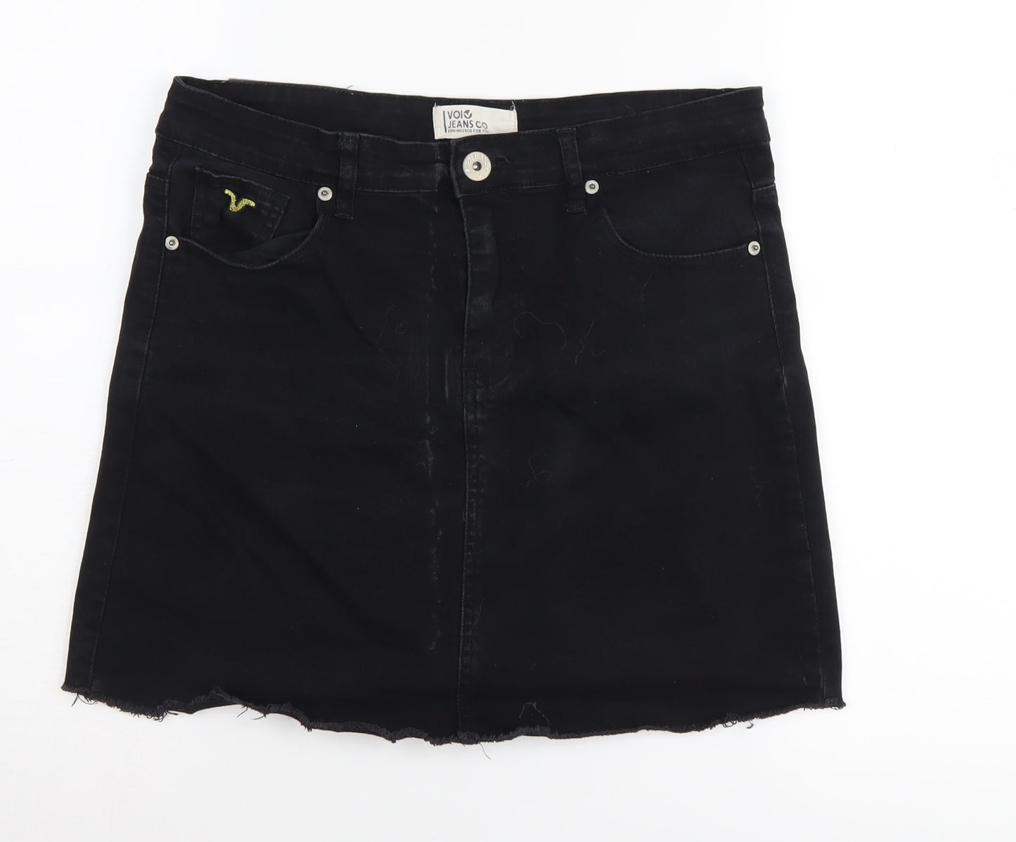 VOI Jeans Co Women's Black Denim Mini Skirt - Size 14