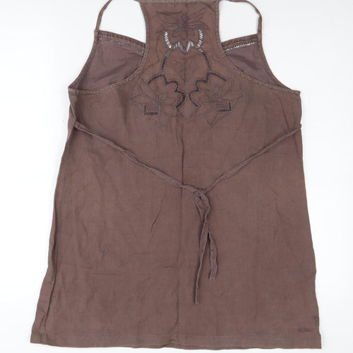 Fat Face Women’s Brown Linen Blend Camisole Tank Top