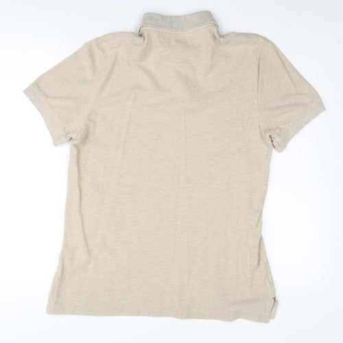 Tommy Hilfiger Men's Beige Polo Shirt, Size S, Slim Fit