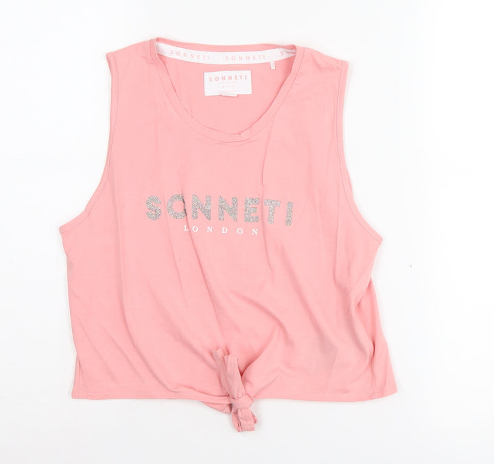 Sonneti Girls Pink Sleeveless Logo T-Shirt 12-13 Years