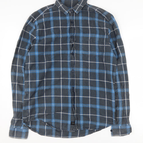 Globe Men's Blue Plaid Shirt Medium Regular Fit