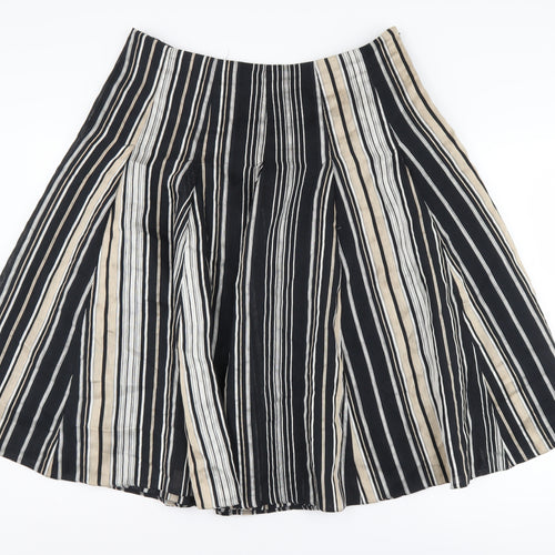 Phase Eight Women's Black A-Line Striped Skirt Size 16