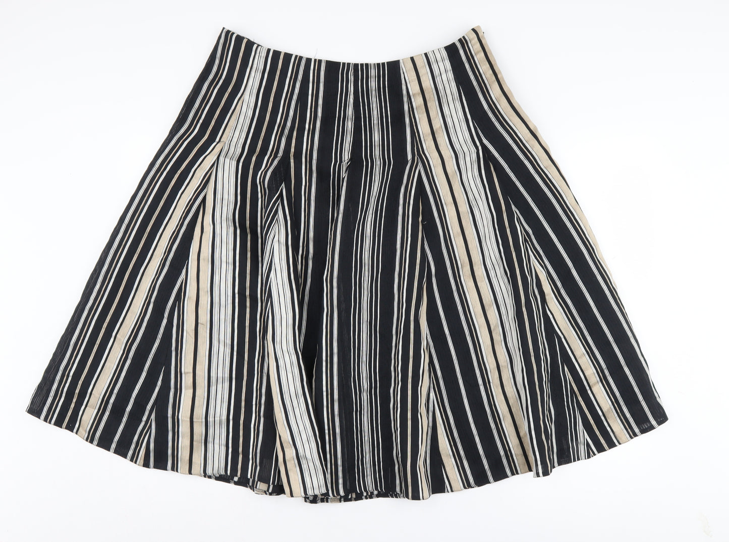 Phase Eight Women's Black A-Line Striped Skirt Size 16